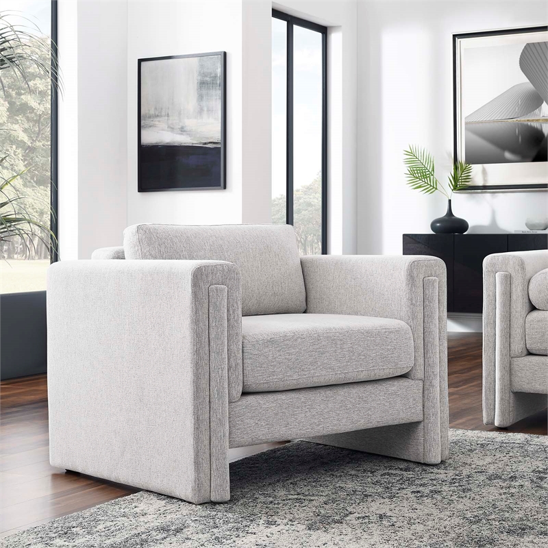 Modway Visible Upholstered Modern Polyester Fabric Armchair in Light Gray