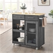 Modway Wood Culinary Kitchen Cart with Towel Bar in Charcoal/Natural