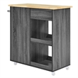 Modway Wood Culinary Kitchen Cart with Towel Bar in Charcoal/Natural