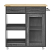 Modway Wood Culinary Kitchen Cart with Towel Bar in Charcoal/Natural