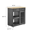 Modway Wood Culinary Kitchen Cart with Towel Bar in Charcoal/Natural