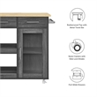 Modway Wood Culinary Kitchen Cart with Towel Bar in Charcoal/Natural