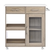 Modway Wood Culinary Kitchen Cart with Towel Bar in Oak/White
