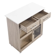Modway Wood Culinary Kitchen Cart with Towel Bar in Oak/White