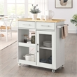 Modway Wood Culinary Kitchen Cart with Full-Glide Drawers in White/Natural