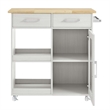 Modway Wood Culinary Kitchen Cart with Full-Glide Drawers in White/Natural