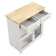 Modway Wood Culinary Kitchen Cart with Full-Glide Drawers in White/Natural