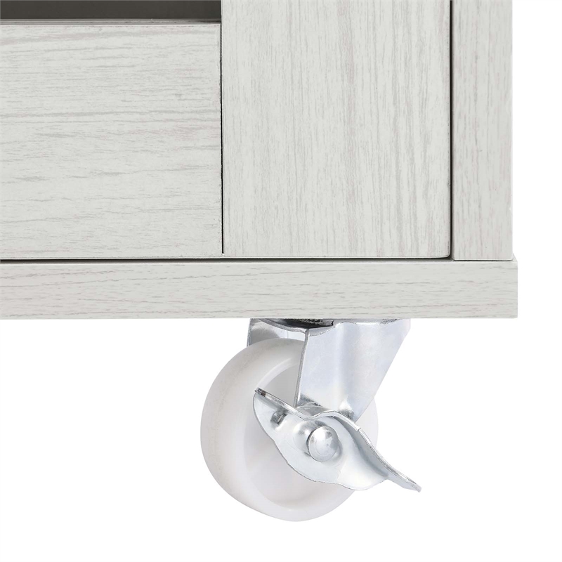 Modway Wood Culinary Kitchen Cart with Full-Glide Drawers in White/Natural