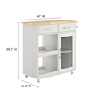 Modway Wood Culinary Kitchen Cart with Full-Glide Drawers in White/Natural