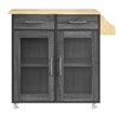 Modway Wood Cuisine Kitchen Cart with Full-Glide Drawers in Charcoal/Natural