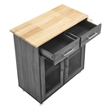 Modway Wood Cuisine Kitchen Cart with Full-Glide Drawers in Charcoal/Natural
