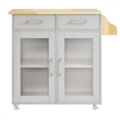 Modway Wood Cuisine Kitchen Cart with Full-Glide Drawers in Light Gray/Natural