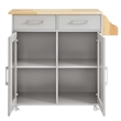 Modway Wood Cuisine Kitchen Cart with Full-Glide Drawers in Light Gray/Natural