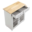 Modway Wood Cuisine Kitchen Cart with Full-Glide Drawers in Light Gray/Natural