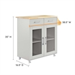 Modway Wood Cuisine Kitchen Cart with Full-Glide Drawers in Light Gray/Natural
