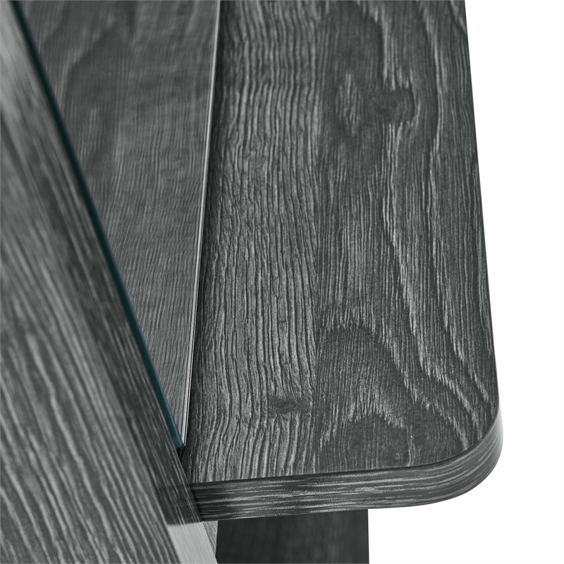 Modway Ascend Modern Wood Standing Mirror with Open Shelves in Black