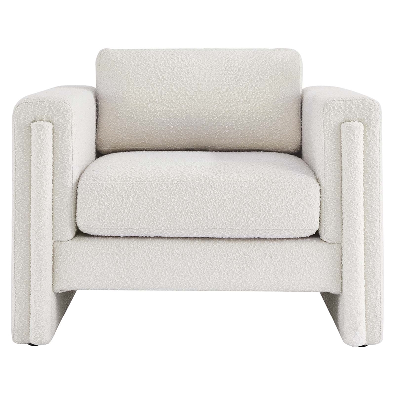 Modway Visible Upholstered Modern Boucle Fabric Armchair in Ivory