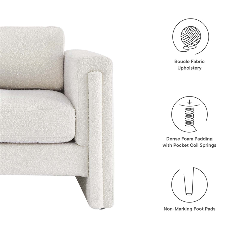 Modway Visible Upholstered Modern Boucle Fabric Armchair in Ivory