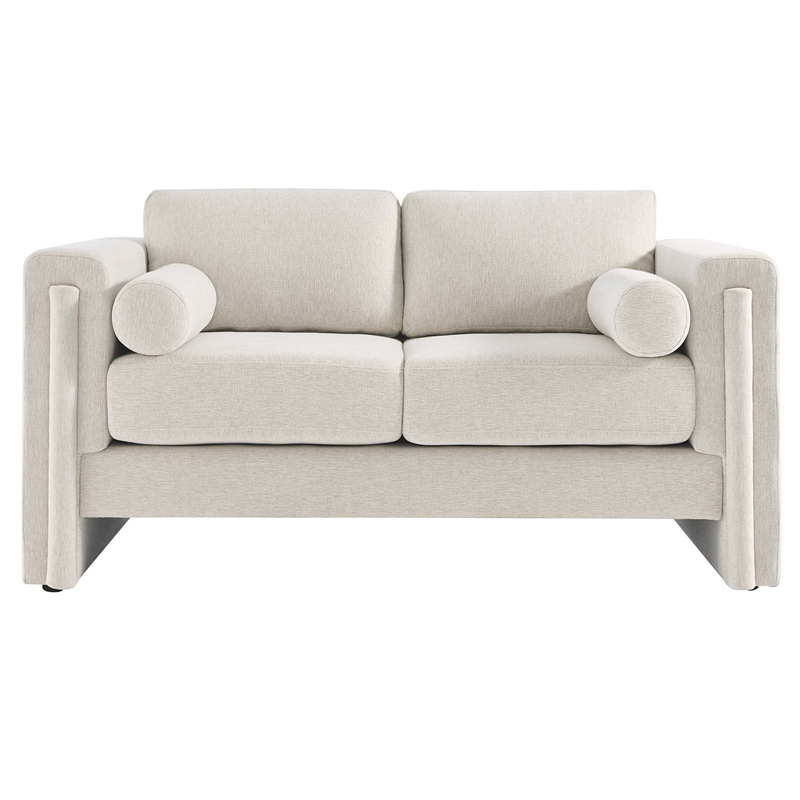 Modway Visible Upholstered Modern Polyester Fabric Loveseat in Ivory