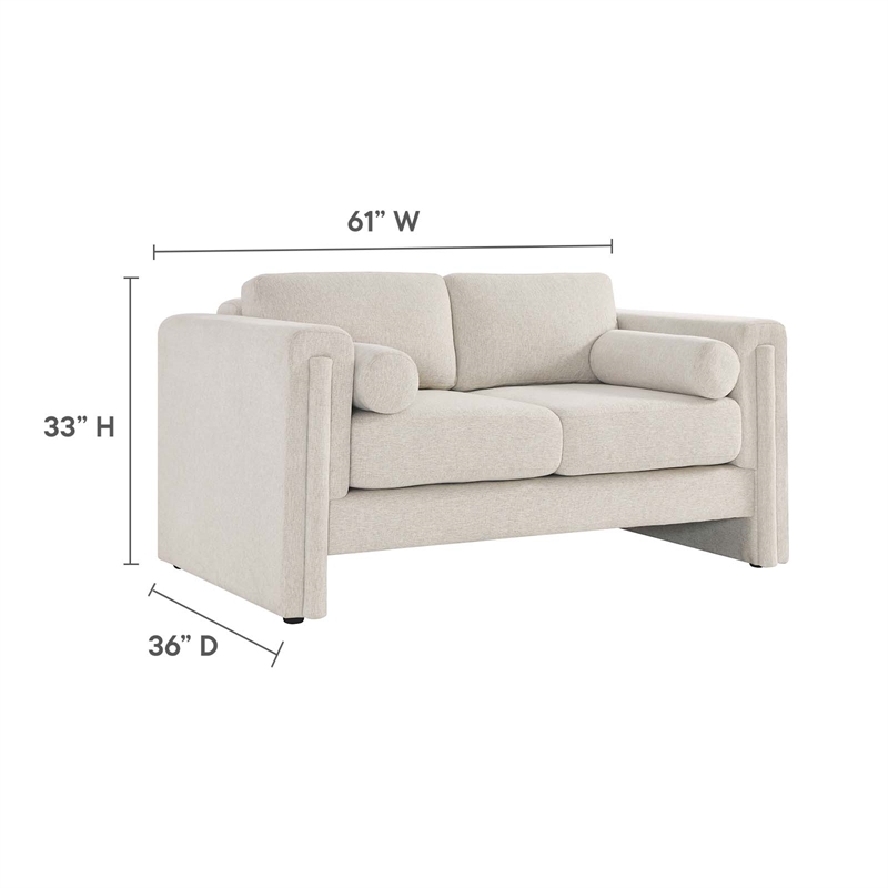 Modway Visible Upholstered Modern Polyester Fabric Loveseat in Ivory