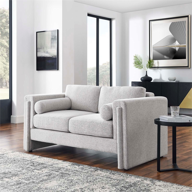 Modway Visible Upholstered Modern Polyester Fabric Loveseat in Light Gray