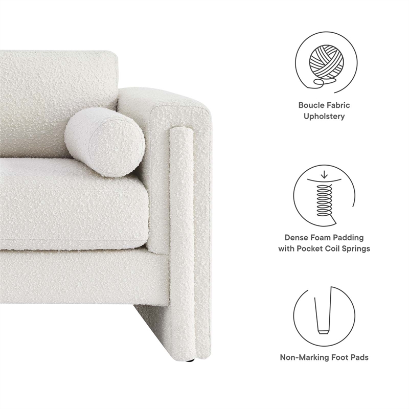 Modway Visible Upholstered Modern Boucle Fabric Loveseat in Ivory