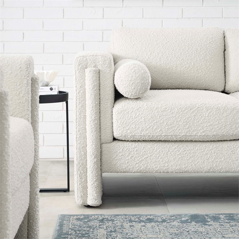 Modway Visible Upholstered Modern Boucle Fabric Loveseat in Ivory