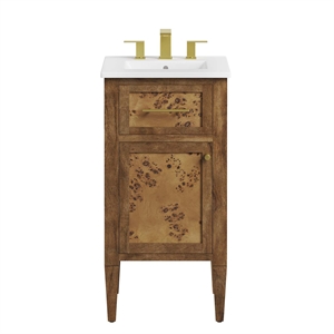 Modway Elysian 18&quot Modern Wood Bathroom Vanity in White and Brown