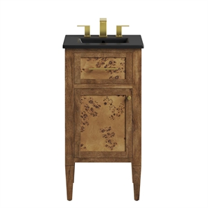Modway Elysian 18&quot Modern Wood Bathroom Vanity in Black and Brown