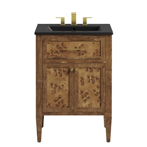 Modway Elysian 24&quot Modern Wood Bathroom Vanity in Black and Brown