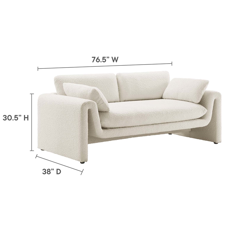 Modway Waverly Upholstered Modern Boucle Fabric Sofa in Ivory