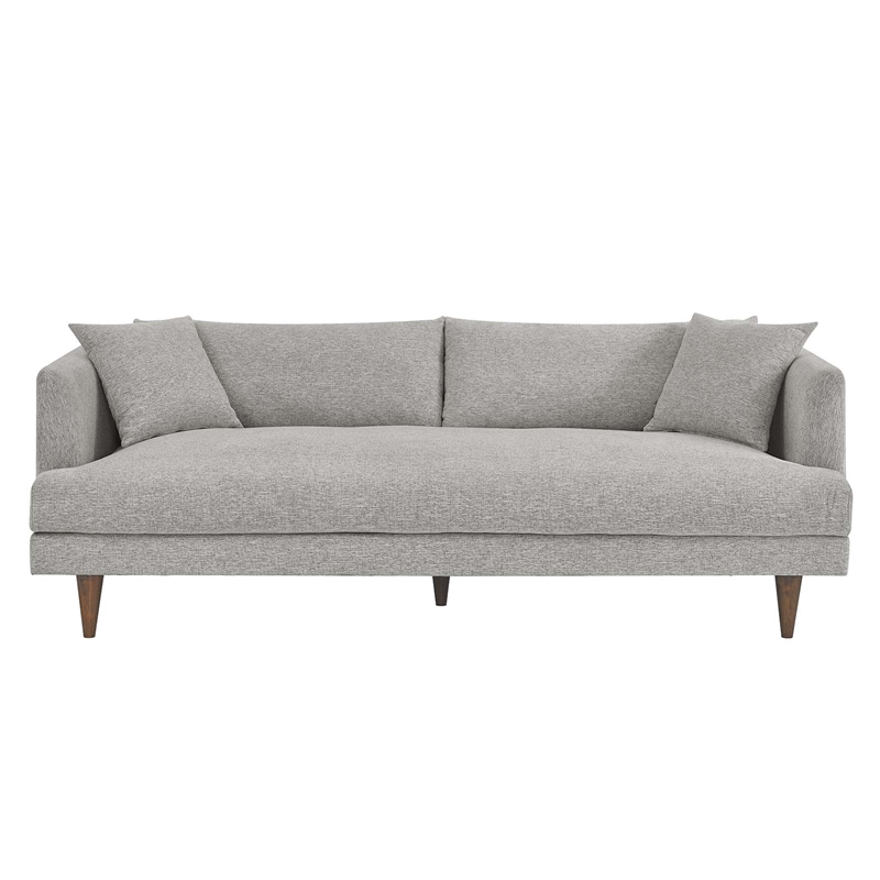 Modway Zoya Upholstered Polyester Fabric Sofa with Tapered Legs in Light Gray
