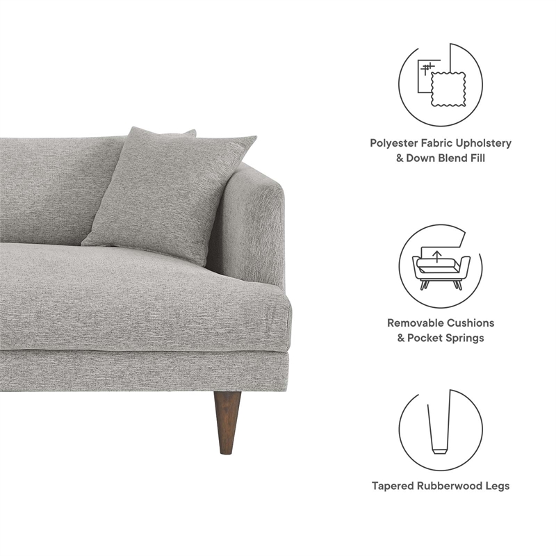 Modway Zoya Upholstered Polyester Fabric Sofa with Tapered Legs in Light Gray
