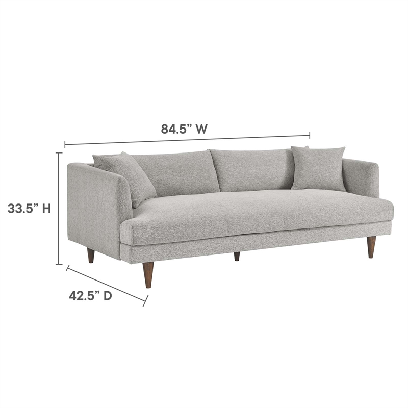 Modway Zoya Upholstered Polyester Fabric Sofa with Tapered Legs in Light Gray