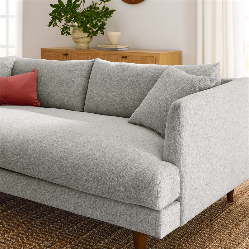 Modway Zoya Upholstered Polyester Fabric Sofa with Tapered Legs in Light Gray