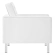 Modway Loft Vegan Leather Vinyl Armchair and Ottoman Set in Silver/White