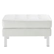 Modway Loft Vegan Leather Vinyl Armchair and Ottoman Set in Silver/White