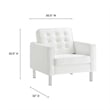 Modway Loft Vegan Leather Vinyl Armchair and Ottoman Set in Silver/White