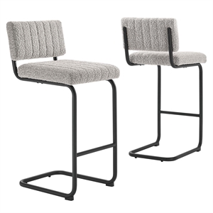 Modway Parity 28&quot Upholstered Fabric Counter Stool in Black/Taupe (Set of 2)