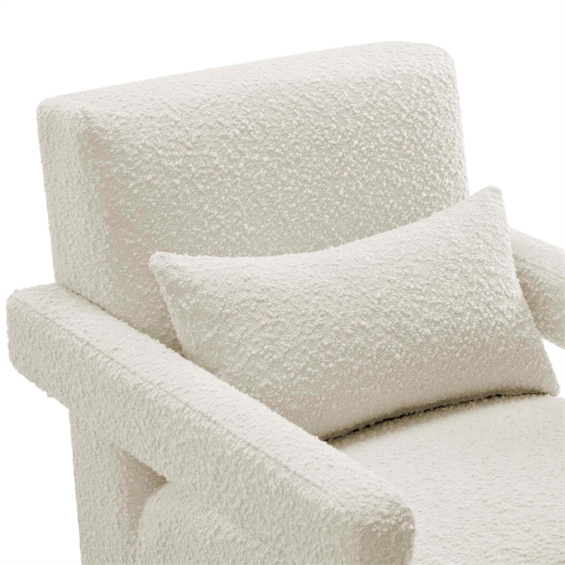 Modway Mirage Upholstered Modern Boucle Fabric Armchair in Ivory