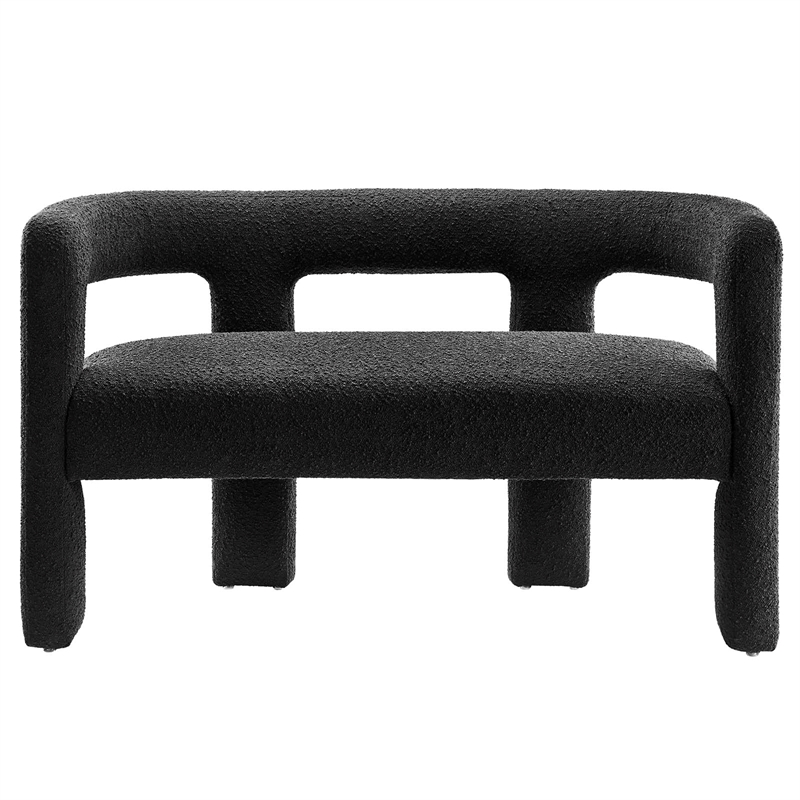 Modway Kayla Upholstered Modern Boucle Fabric Loveseat in Black