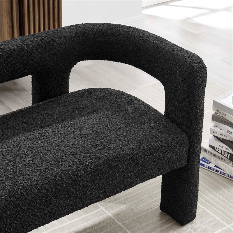Modway Kayla Upholstered Modern Boucle Fabric Loveseat in Black