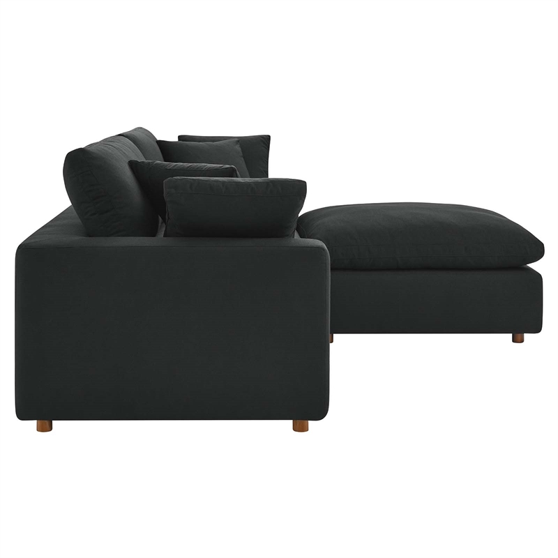 Modway Commix Upholstered Fabric & Solid Wood Sectional Sofa in Black