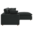 Modway Commix Upholstered Fabric & Solid Wood Sectional Sofa in Black