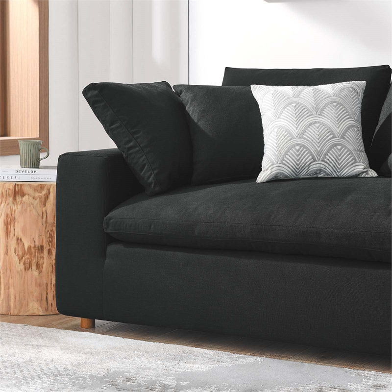 Modway Commix Upholstered Fabric & Solid Wood Sectional Sofa in Black