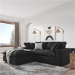 Modway Commix Upholstered Fabric & Solid Wood Sectional Sofa in Black