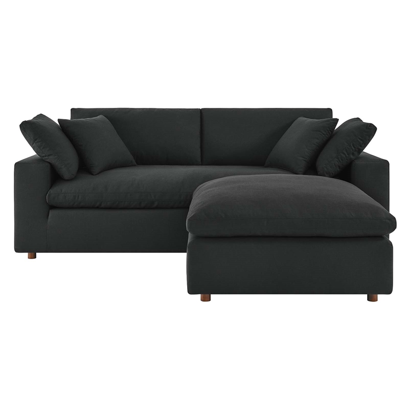 Modway Commix Upholstered Fabric & Solid Wood Sectional Sofa in Black