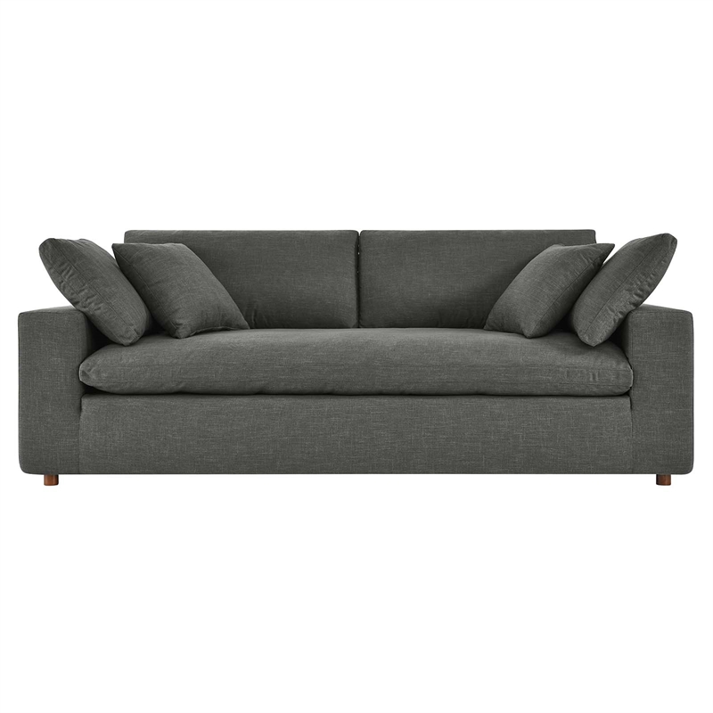 Modway Commix Upholstered Fabric & Solid Wood Sectional Sofa in Gray