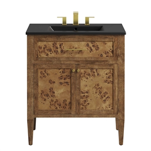 Modway Elysian 30&quot Modern Wood Bathroom Vanity in Black and Brown