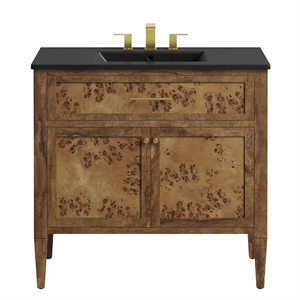 Modway Elysian 36&quot Modern Wood Bathroom Vanity in Black and Brown